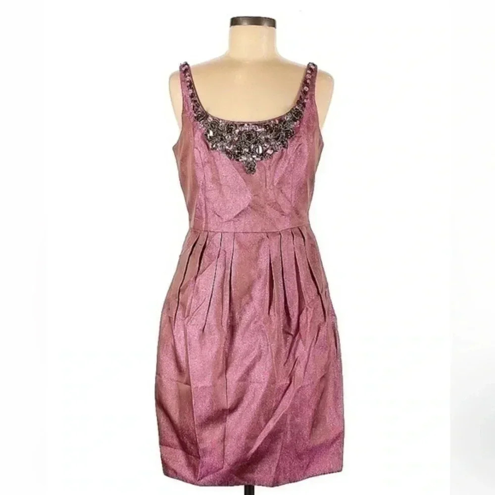 Carmen Marc Valvo | Pink Sequin Embellishment Cocktail Dress Size 8 Medium